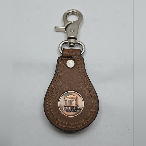 CMC Talega Golf Club Clip On Watch Bag Tag Silver Tone Brown Leather New Battery - Picture 5 of 10